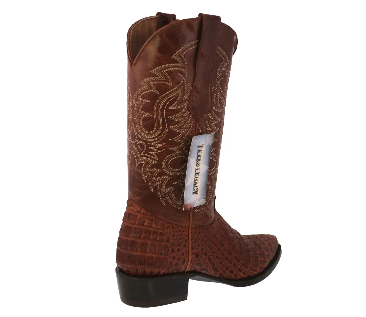 Mens Cognac Alligator Belly Print Leather Cowboy Boots J Toe