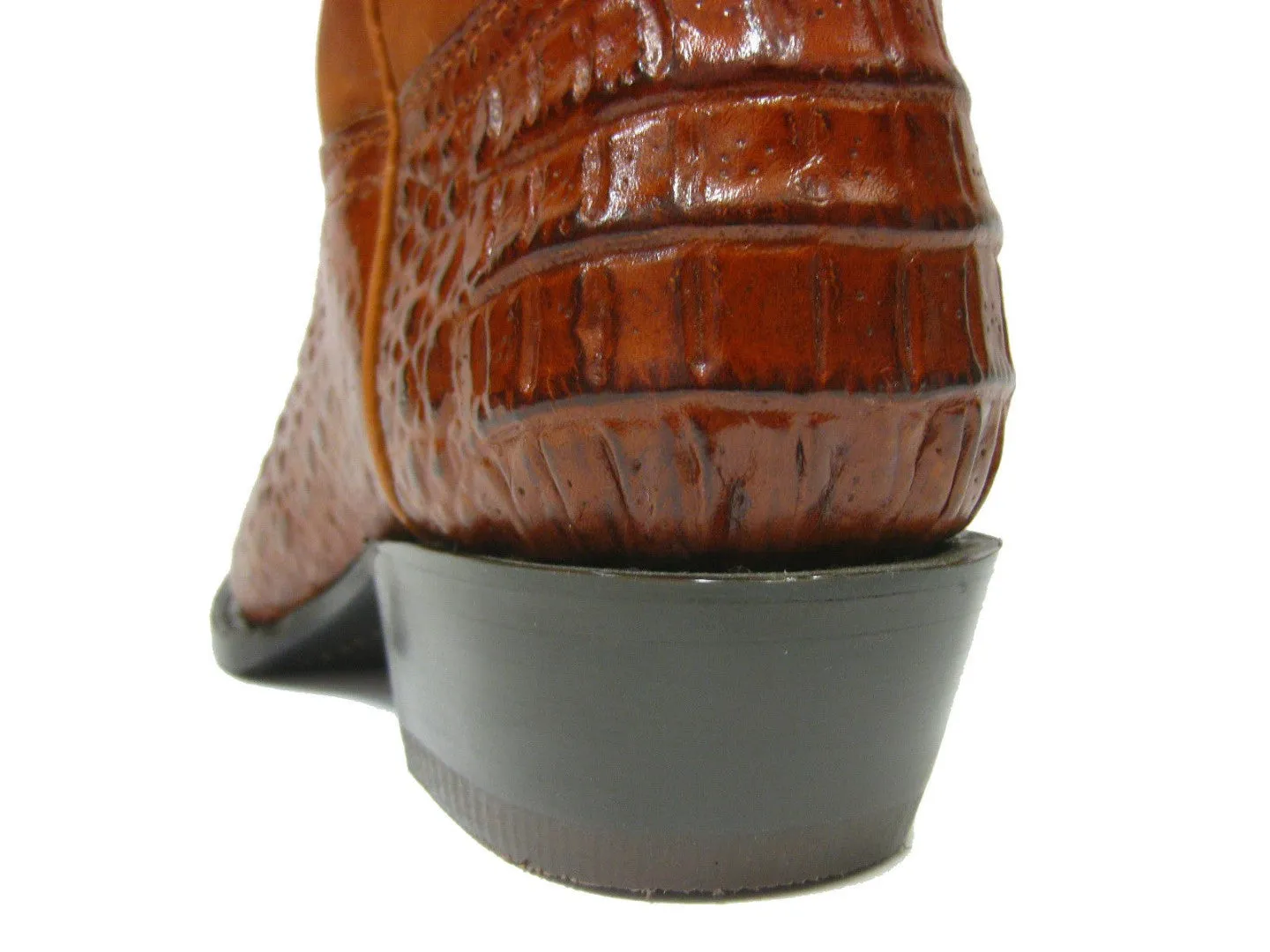 Men's Cognac Genuine Leather Exotic Crocodile Alligator Belly Cowboy Boots