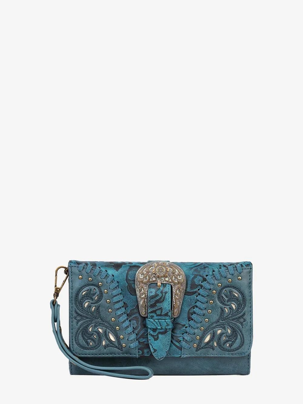 Montana West Cut-out Western Floral Buckle Crossbody Wallet