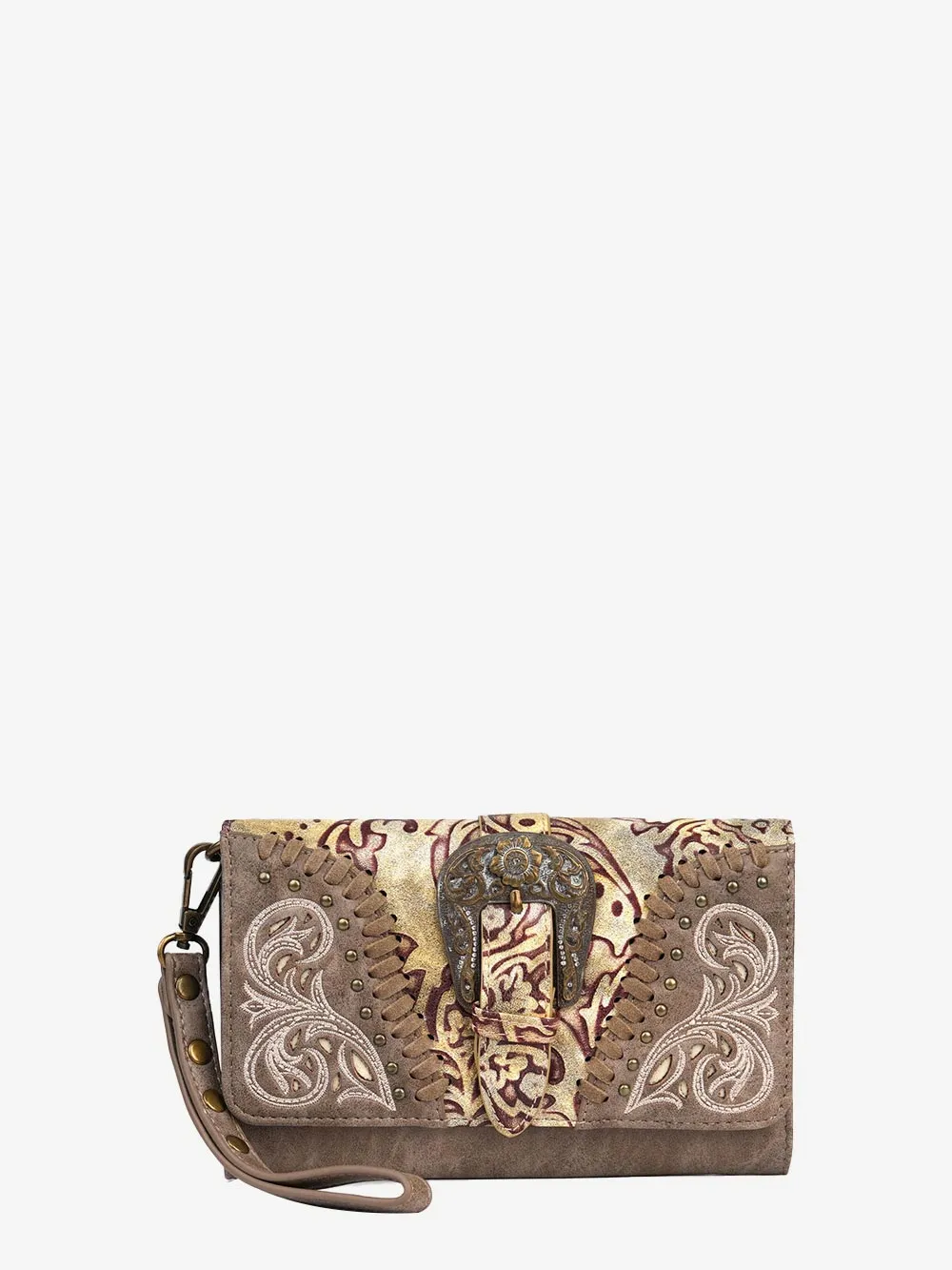 Montana West Cut-out Western Floral Buckle Crossbody Wallet