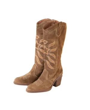 Nemonic Tan Embroidered Cowboy Boot