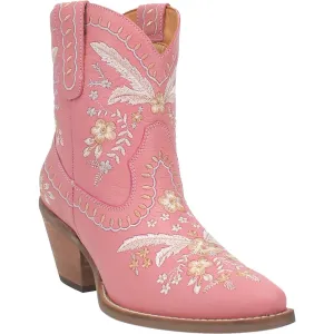 Online Exclusive | Dingo | Primrose Pink Leather Floral Stitch Bootie in Pink **PREORDER