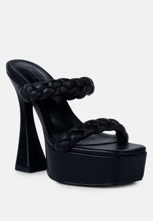 PIN-UP Black Braided High Heel Sandals