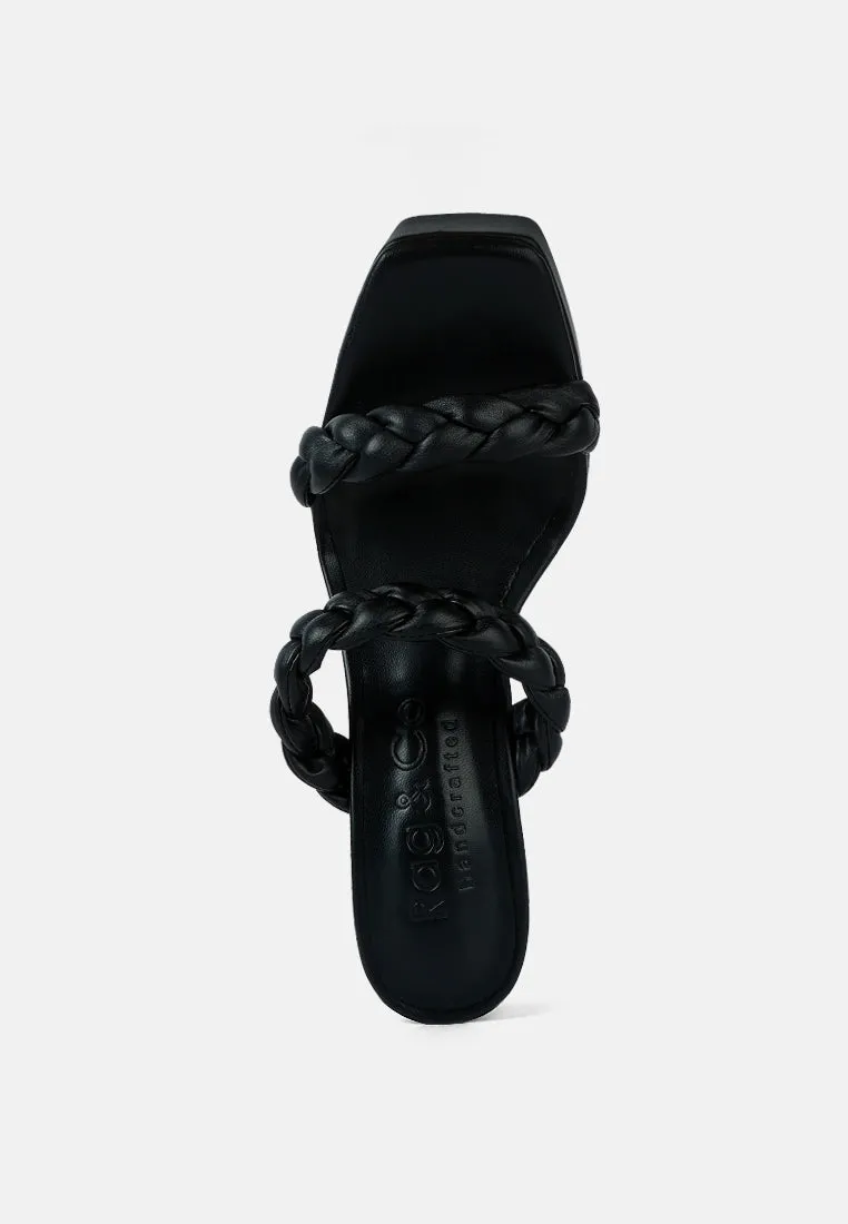 PIN-UP Black Braided High Heel Sandals