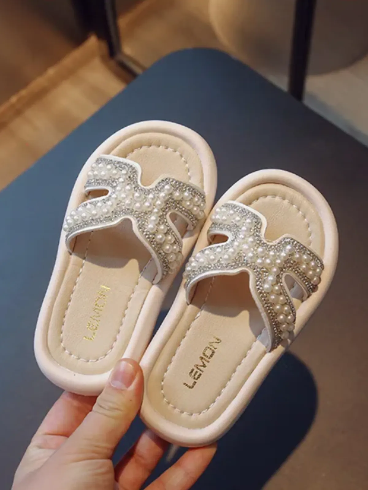 Poised and Pretty Pearl Slide Sandals By Liv and Mia