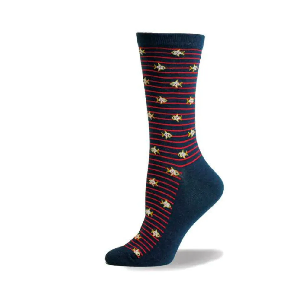 "Fish" Cotton crew sock by Point Zero-Medium - SALE