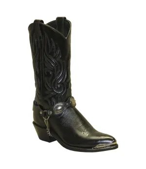 Sage Womens 11in Western Dress Concho Black Cowhide Cowboy Boots