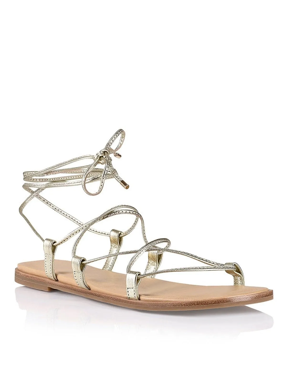 Sammie Tie Up Sandals - Soft Gold Leather