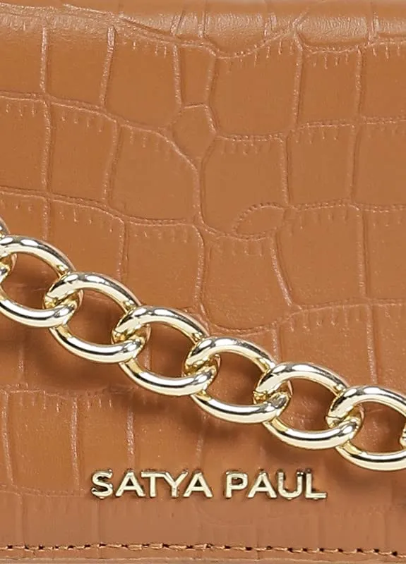 Satya Paul Brown Leather Sling Bag for Women