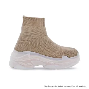 SAWEET-2 STRETCHY FLYKNIT SOCK STYLE SNEAKER-BEIGE