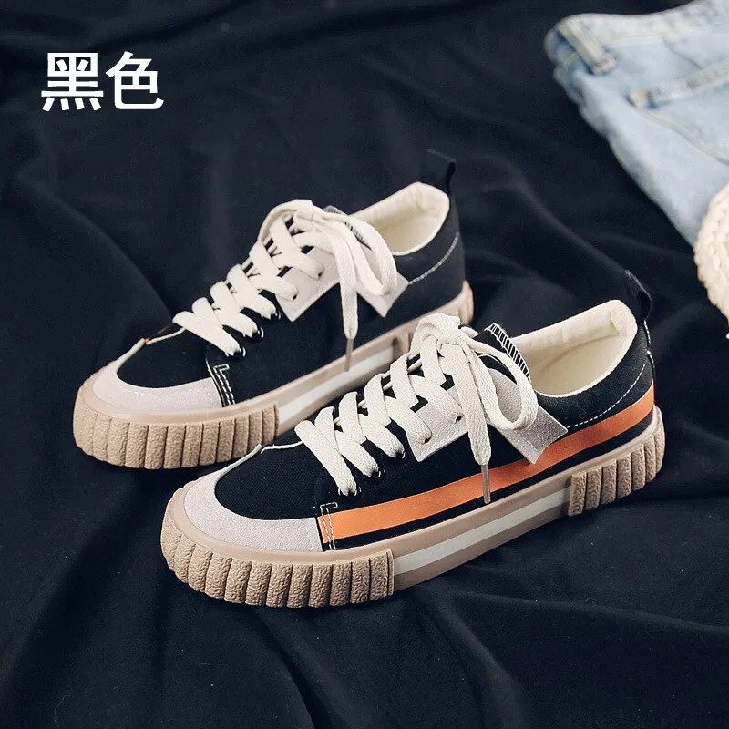 Spring New Flat Leather Sneakers Female Solid Color Girls Platform Shoes Casual Low-top Flats Women Shoes