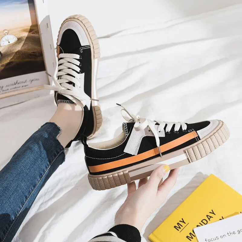 Spring New Flat Leather Sneakers Female Solid Color Girls Platform Shoes Casual Low-top Flats Women Shoes