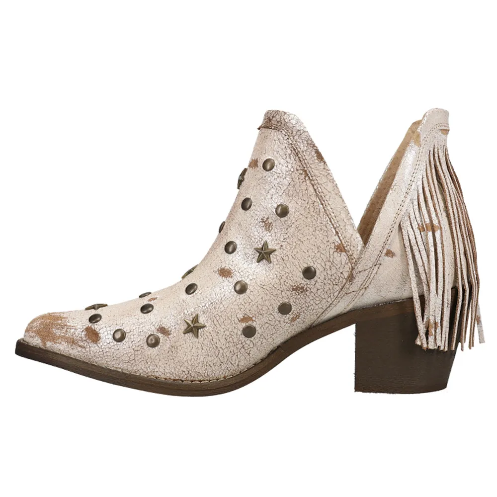 Studs & Fringe Pointed Toe Cowboy Booties