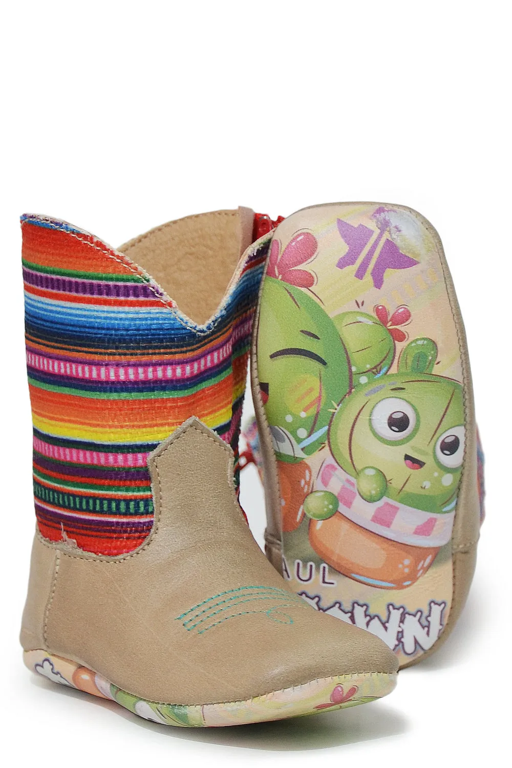 Tin Haul Girls Brilliant Cactus Multi-Color Leather Cowboy Boots