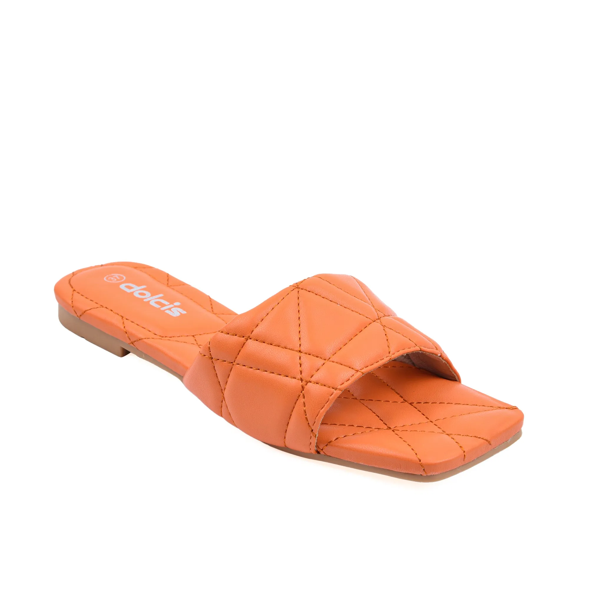 Trendy Orange Quilted Flats | 589J-O