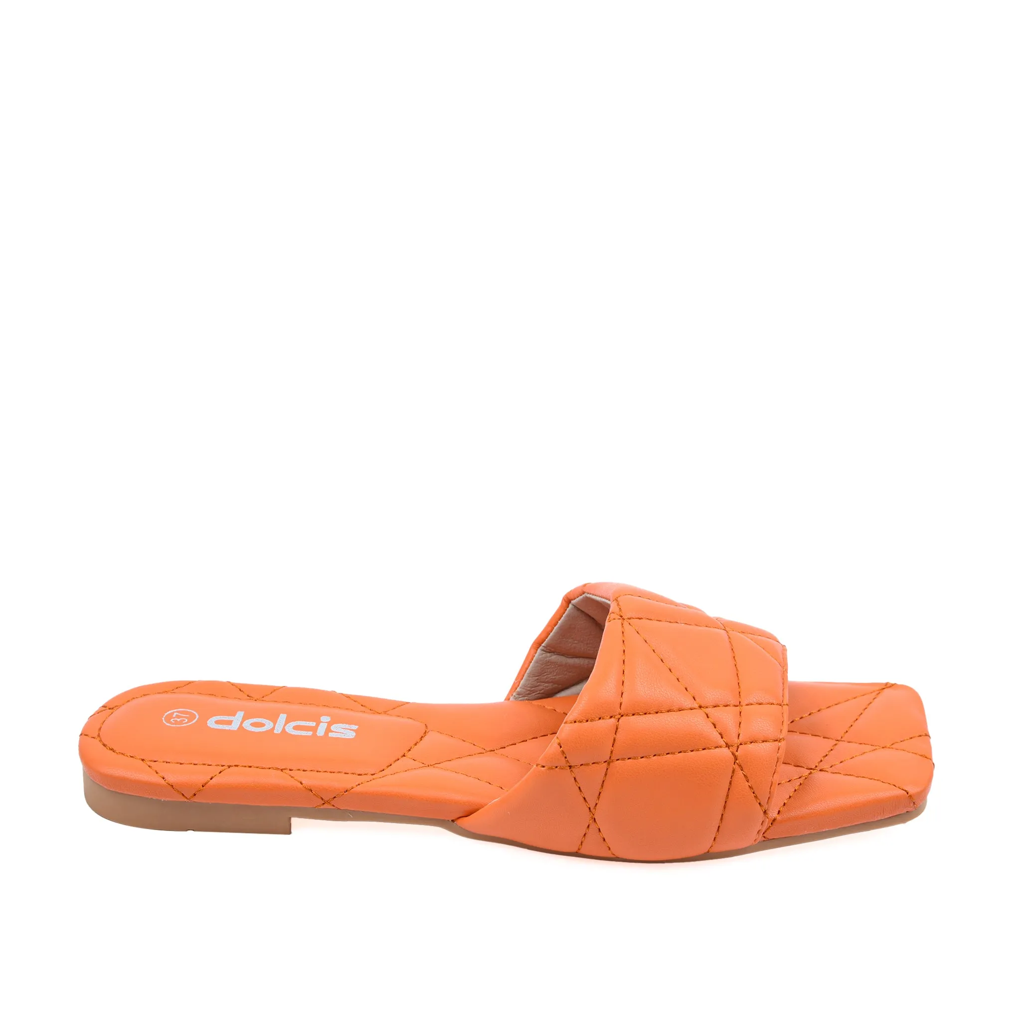 Trendy Orange Quilted Flats | 589J-O