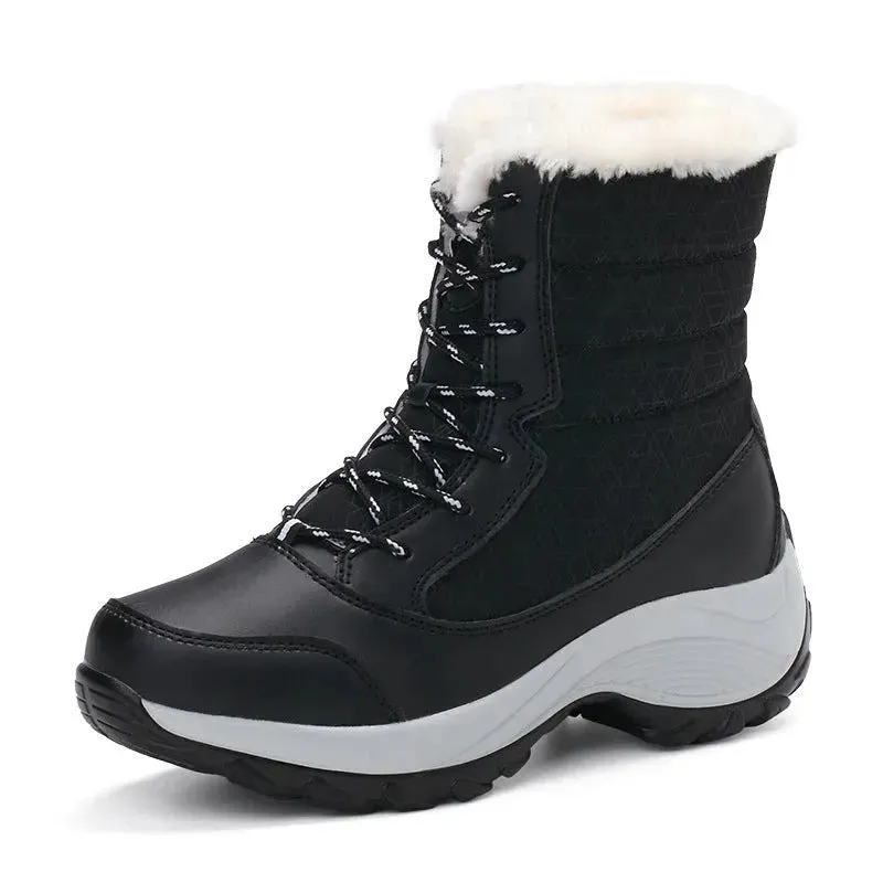 Winter Snow Boots Female High Ankle Waterproof Ladies Cotton Shoes Boots Plus Velvet Shoes