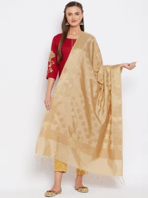 Women Fawn Banarsi Silk Dupatta