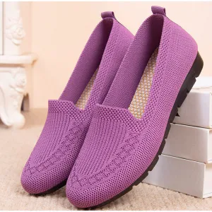 Women Loafers Shoes Knitted Flats Shoe Woman Comfort Female Breathable Mesh Slip On Footwear Casual Ladies Sneakers Spring