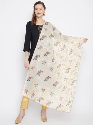 Women Off-White Gotta Patti Printed Cotton Dupatta