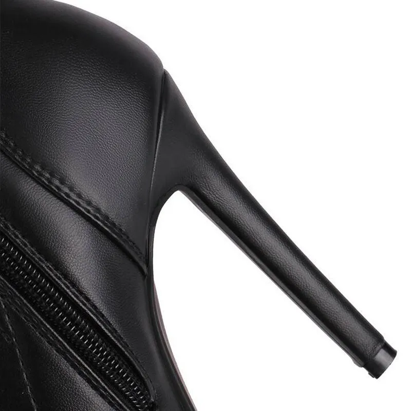 Women's 7cm/9cm/10.5cm Heel Leatherette Jazz Shoes Rubber Sole Open Toe Boot Dance Boot