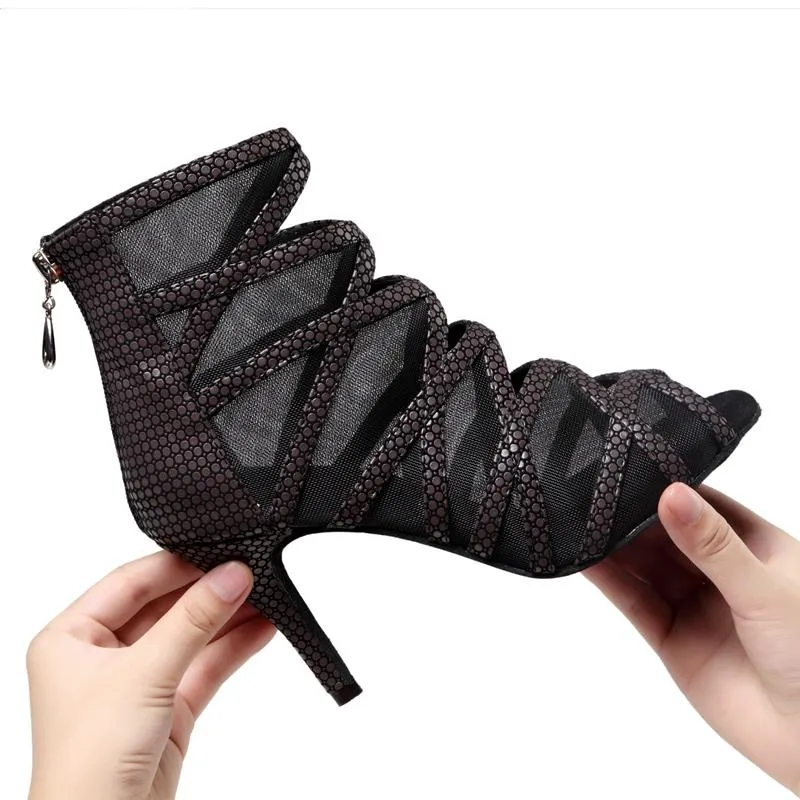 Women's Lace Customized Heel Salsa Shoes Dance Boots Heels Dance Shoes