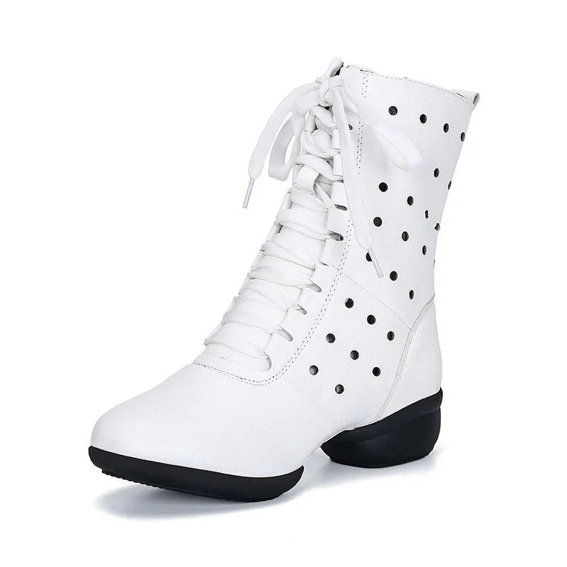 Women's Leatherette 1.5inch Heels Boots Jazz With Lace-up Dance Shoes Dance Boots