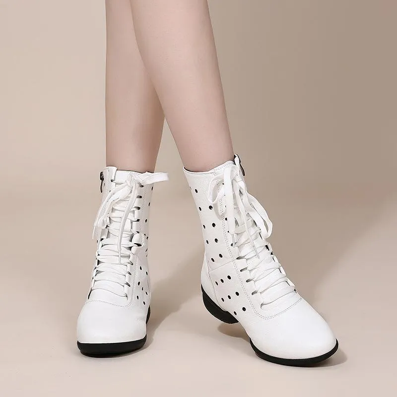 Women's Leatherette 1.5inch Heels Boots Jazz With Lace-up Dance Shoes Dance Boots