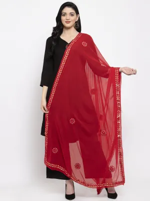 Women'S Maroon Gotta Patti Chiffon Dupatta