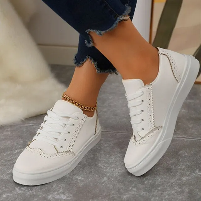 xiangtuibao  Women's Sneakers Lace Up Ladies Flat Shoes for Women  Autumn Vulcanized Shoes Comfort Fashion Woman Flats Shallow New